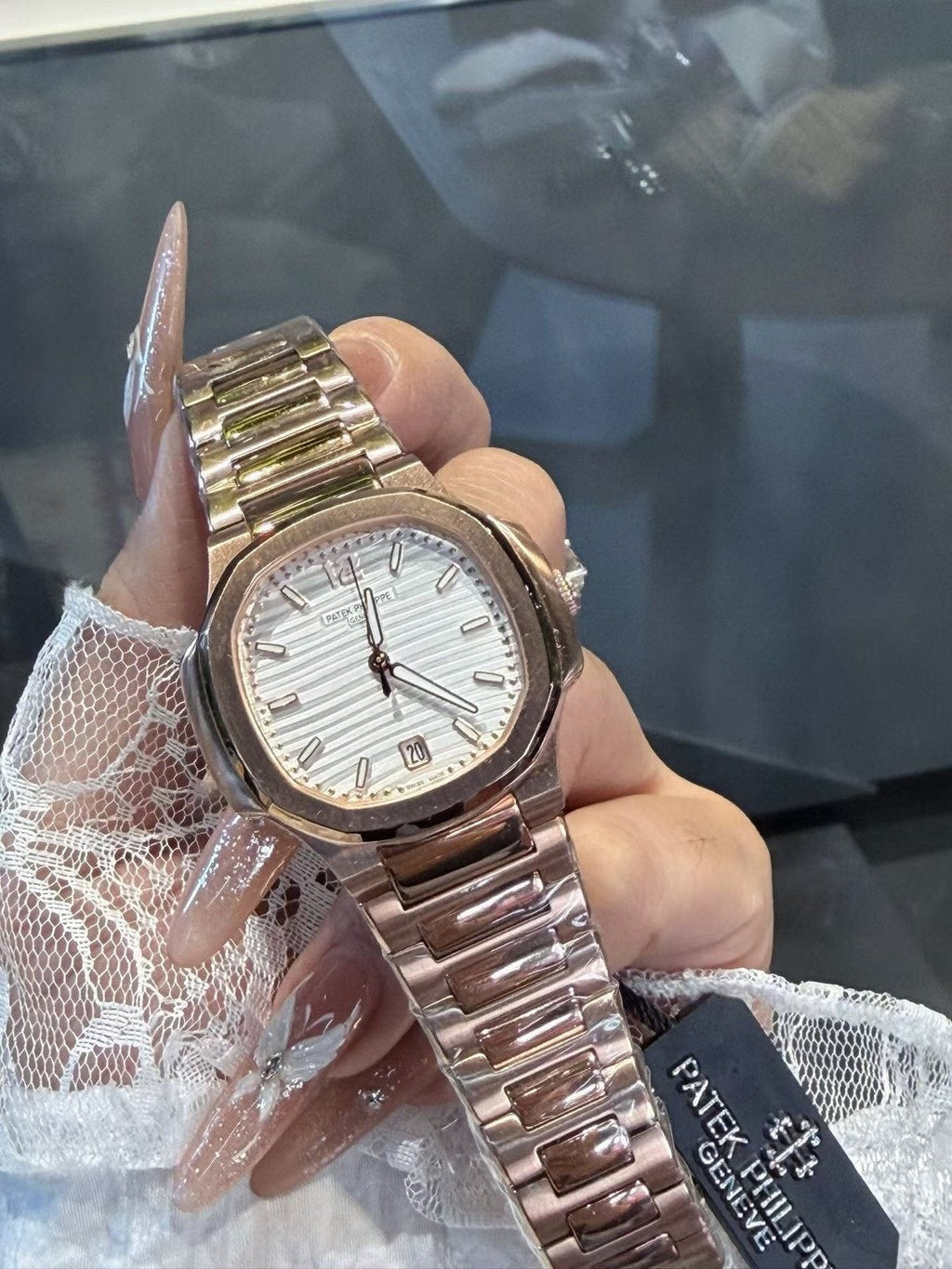 Patek Philippe White Dial Rose Gold Watch — front