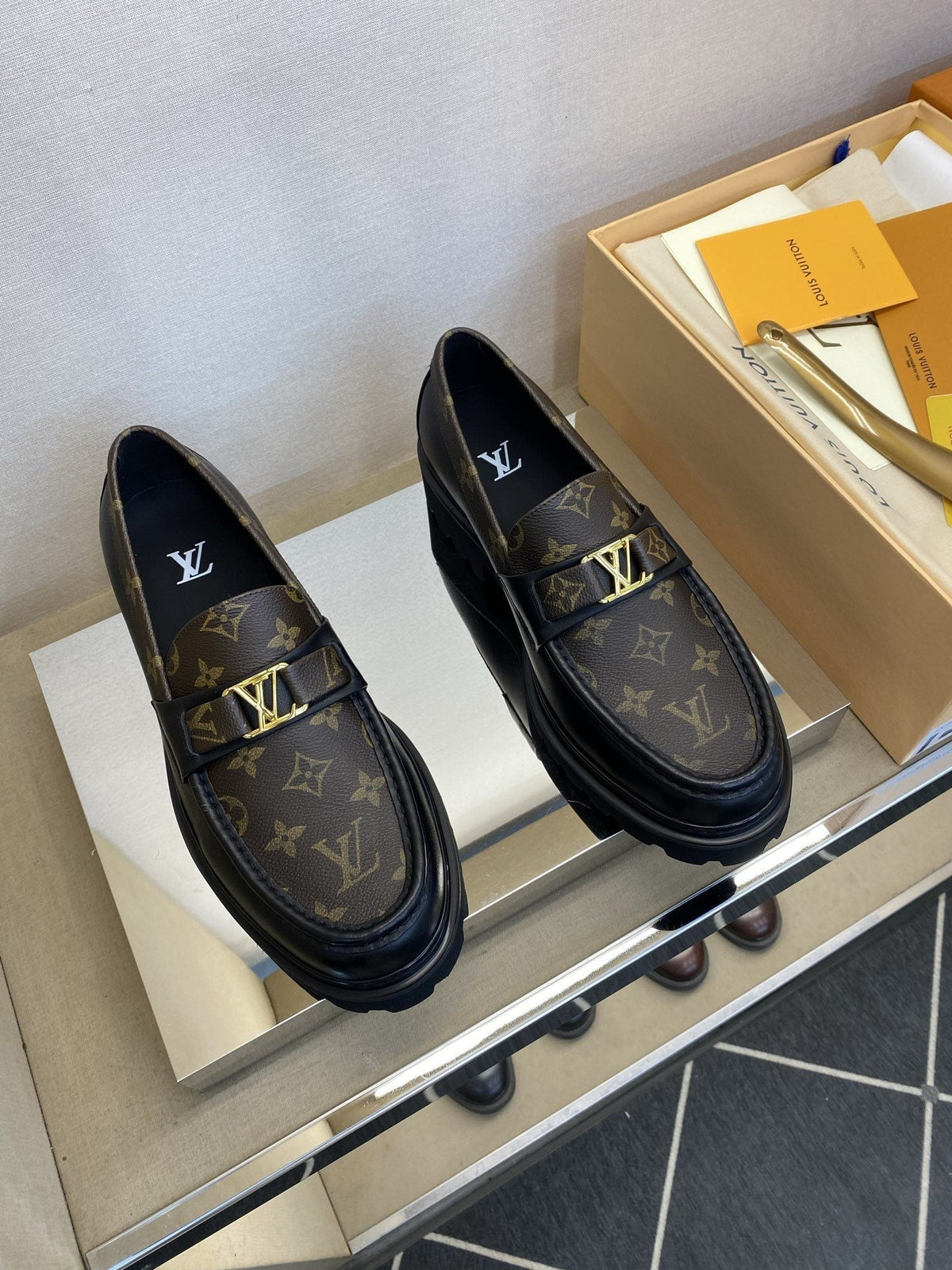 Louis Vuitton Brown Monogram Hardware Loafers — hero