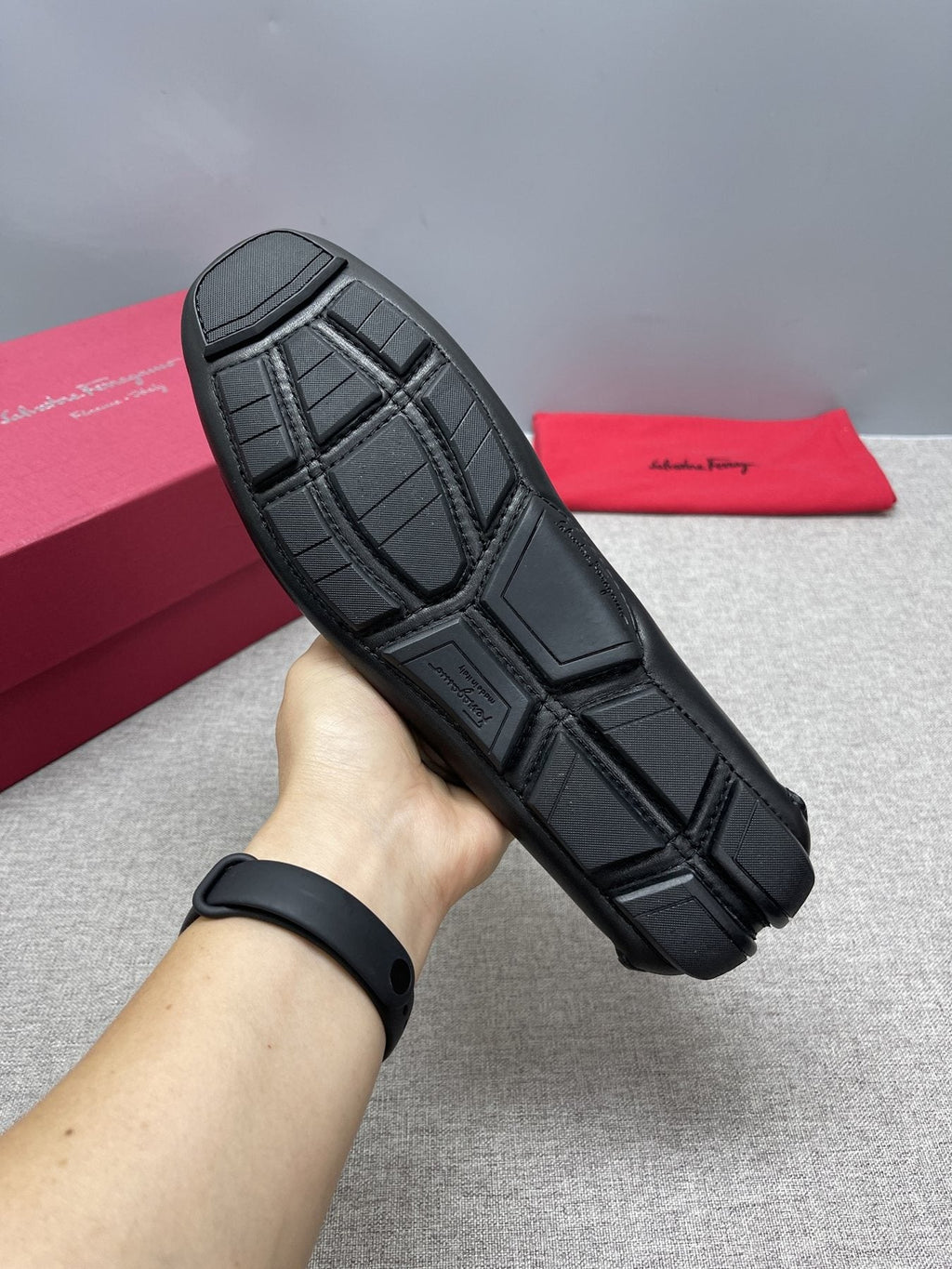 Ferragamo Black Buckle Loafers — detail