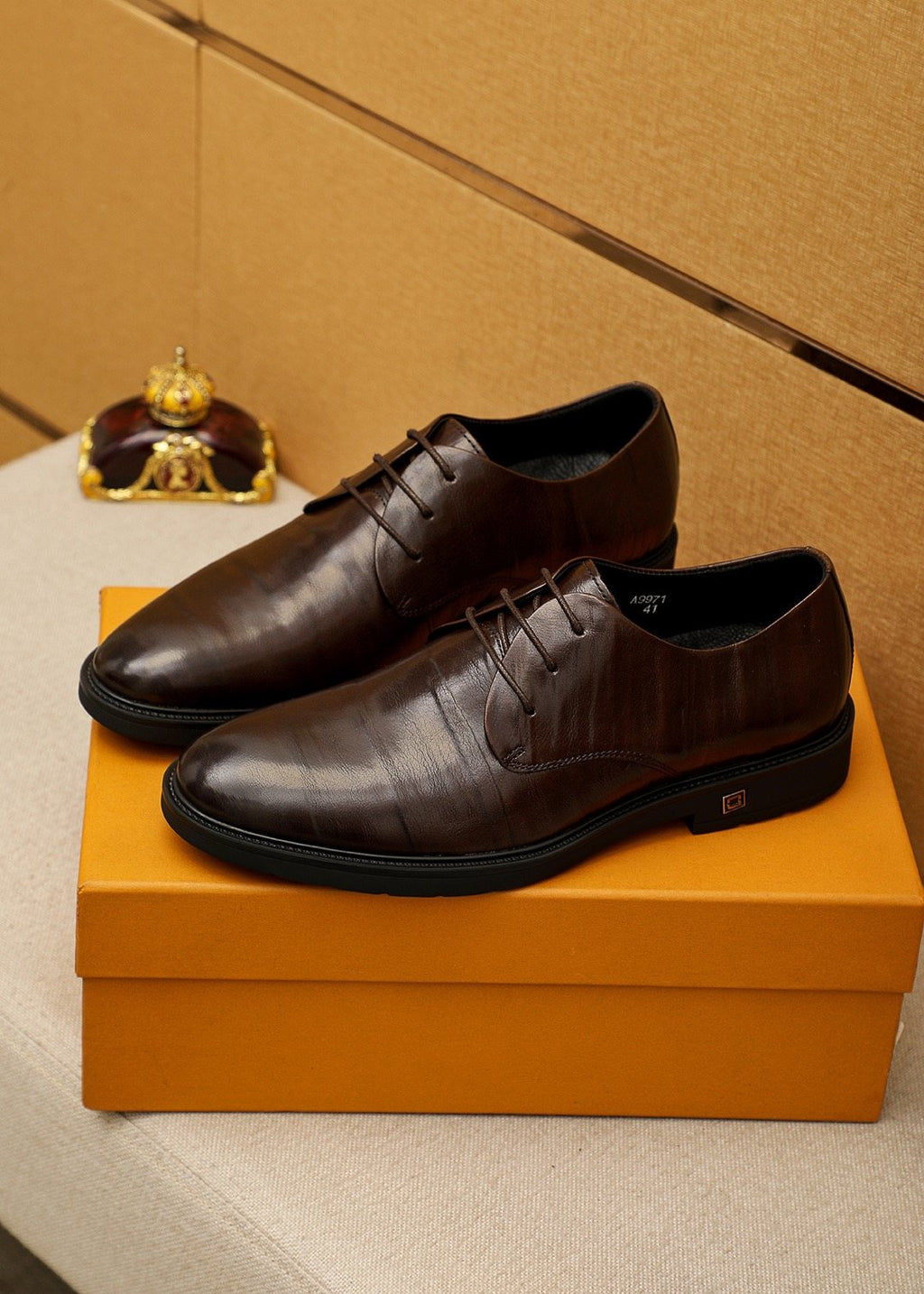 Louis Vuitton Dark Brown Croc-Embossed Dress Shoes — front