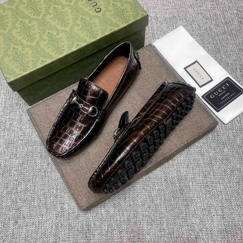 Gucci Dark Brown Horsebit Loafers — side