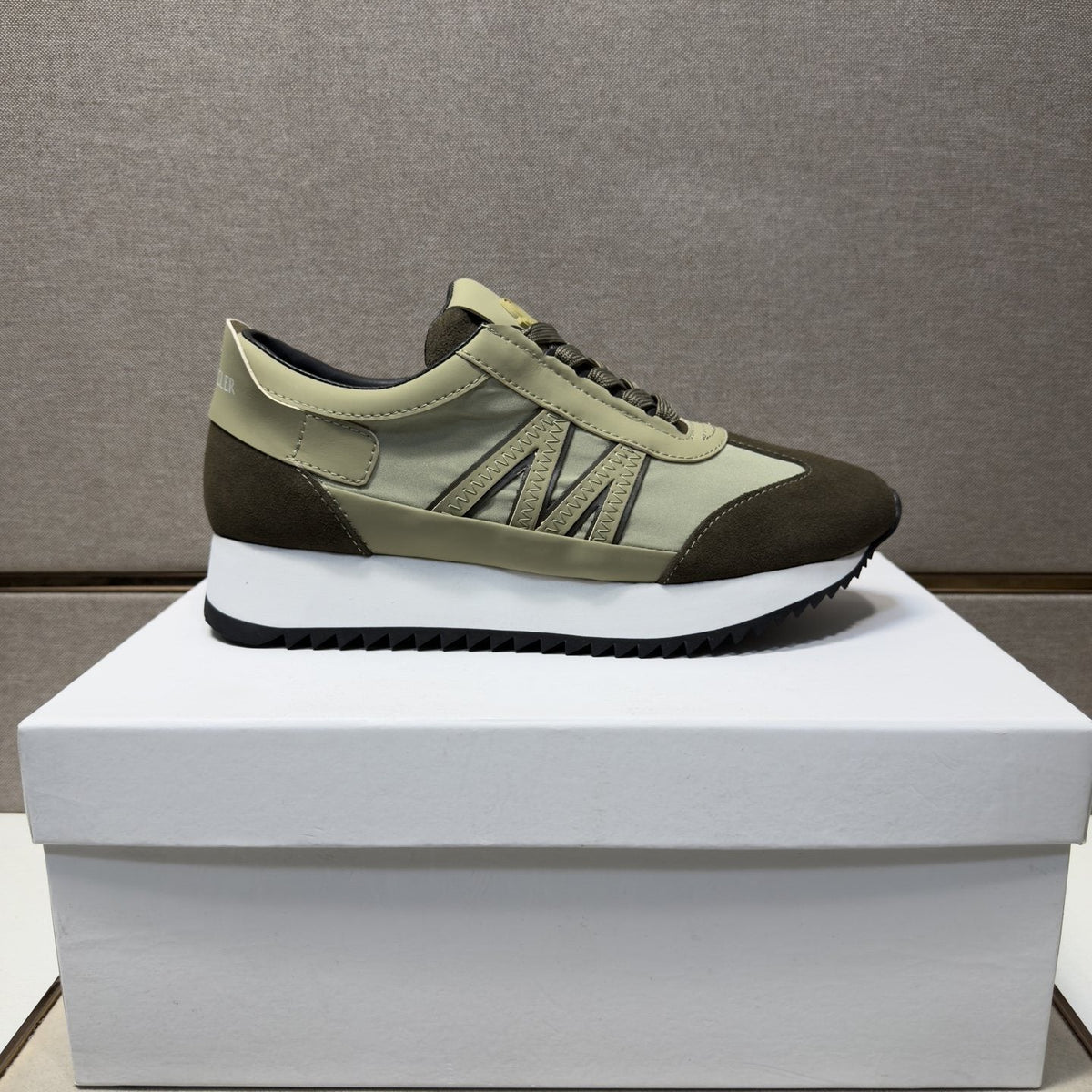 Moncler Olive Green Low-Top Sneakers — hero
