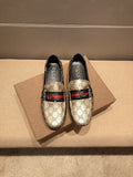 Gucci Beige Web Loafers — hero