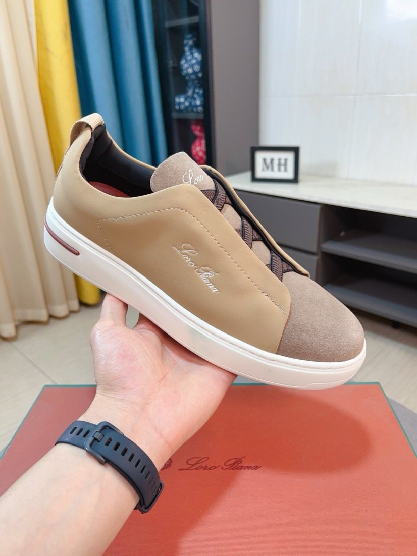 Loro Piana Contrast-Toe Low-Top Sneakers — front