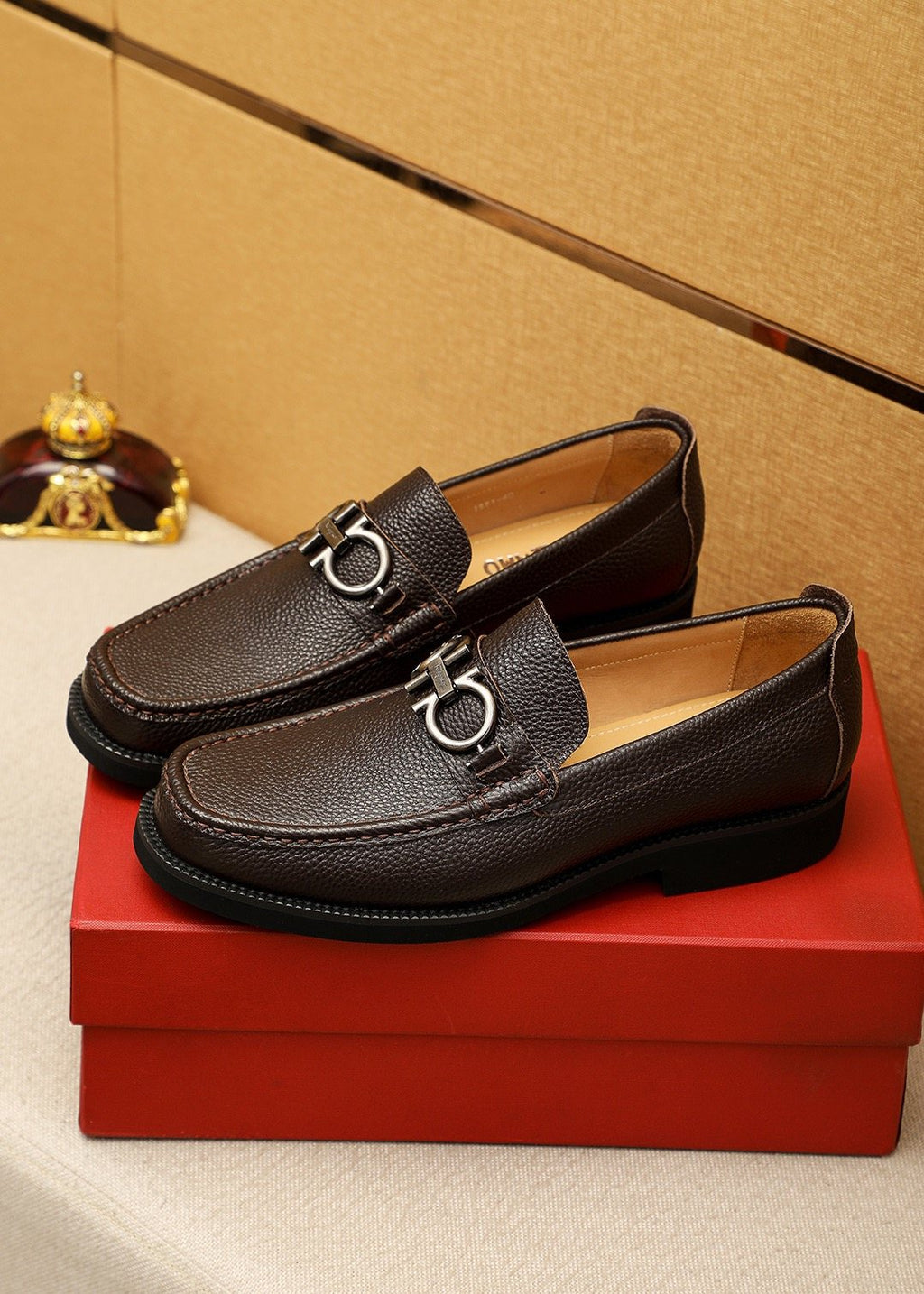 Ferragamo Dark Brown Leather Loafers — model