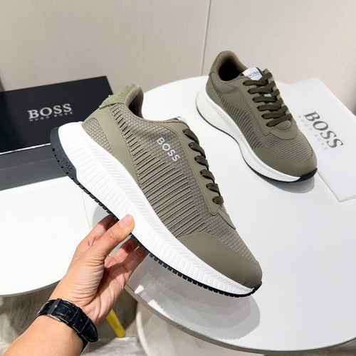 BOSS Knit Lace-Up Sneakers — side