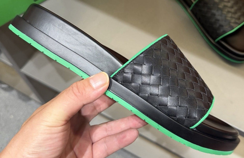 Bottega Veneta Woven Strap Slide Sandals — front