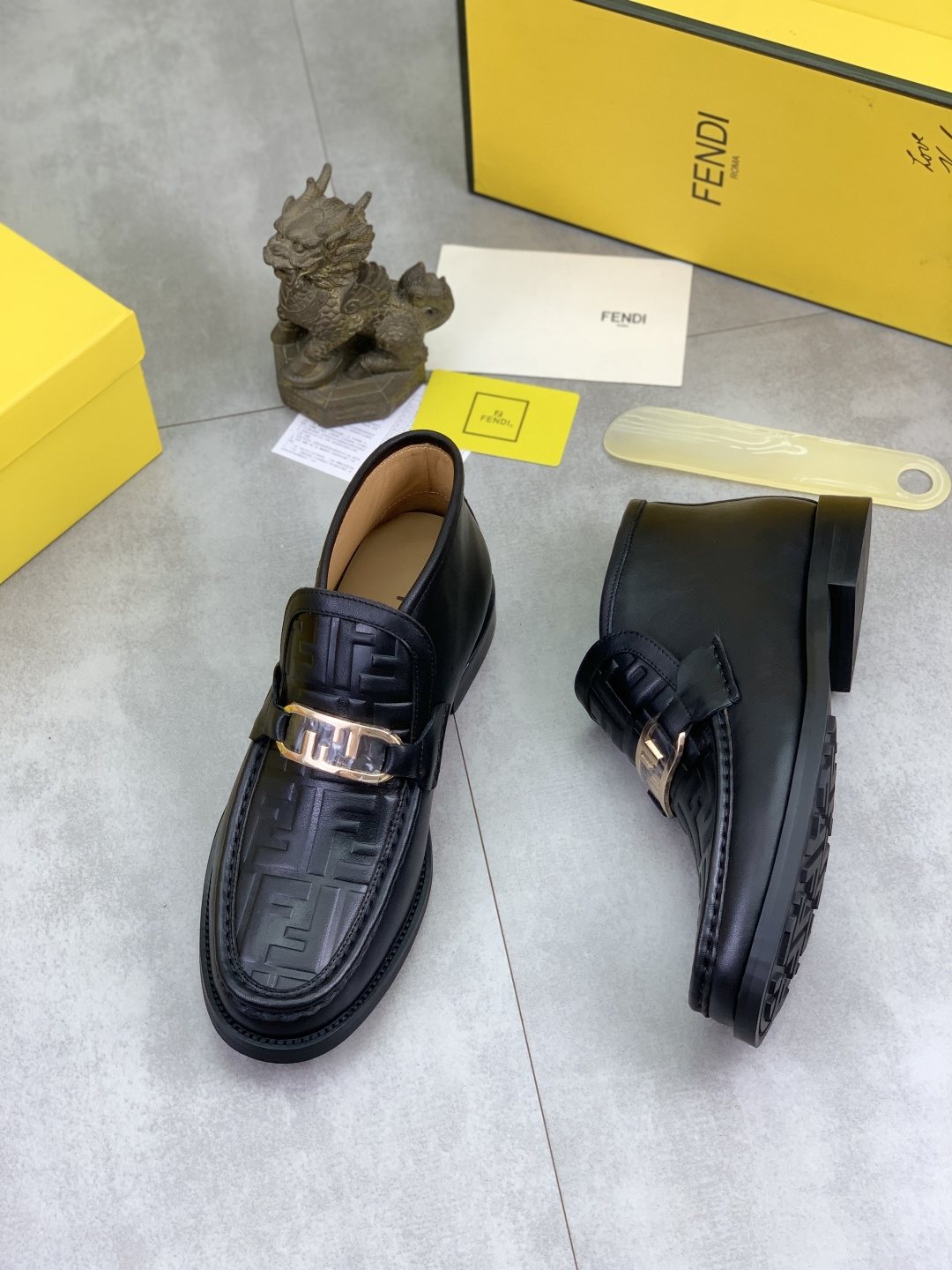 Fendi Embossed Metal-Hardware Slip-On Boots — side
