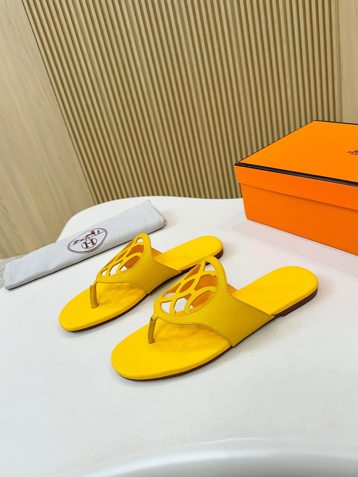Hermès Cutout Strap Thong Sandals — front
