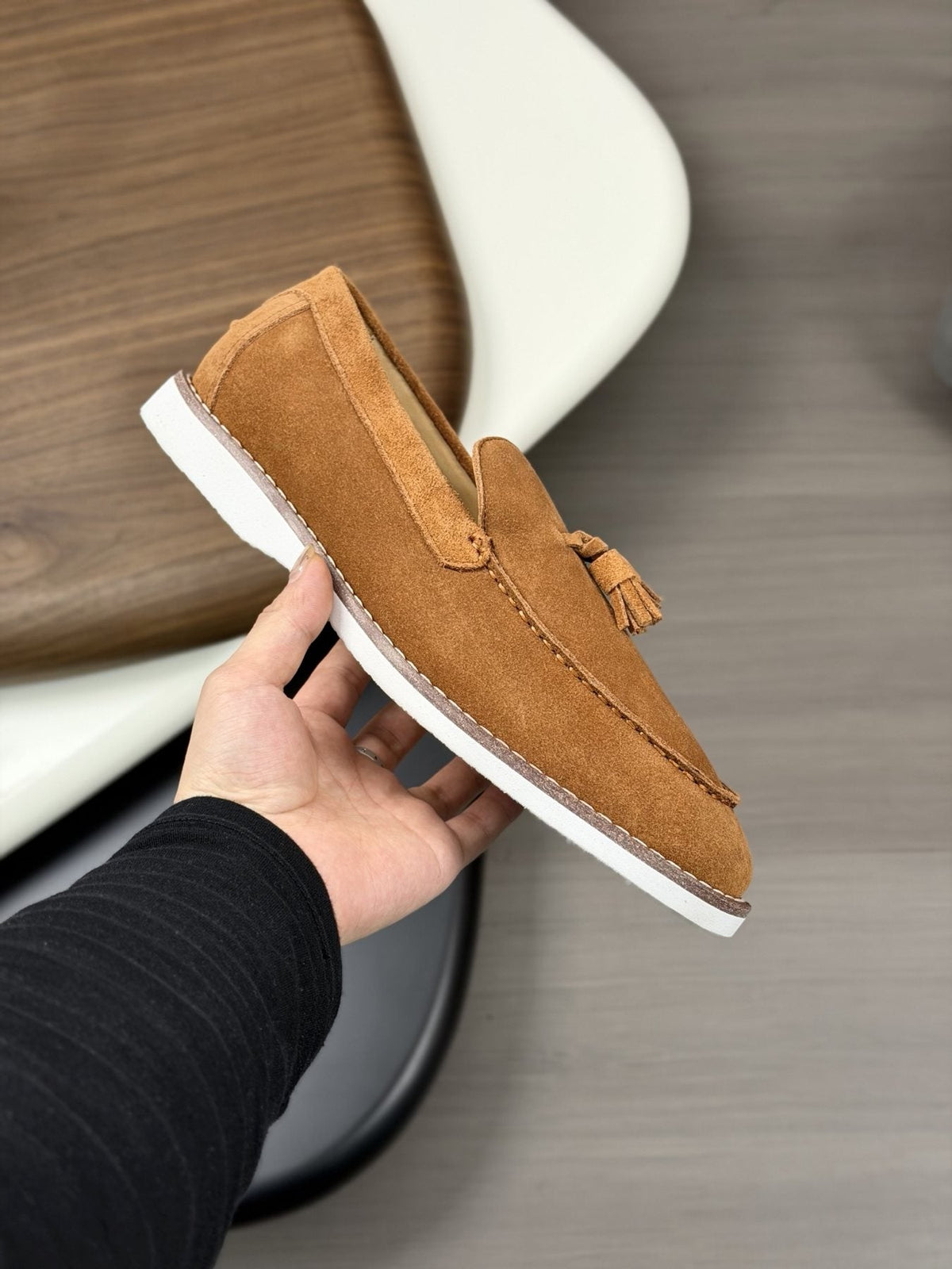 Brunello Cucinelli Tan Brown Tassel Loafers — model