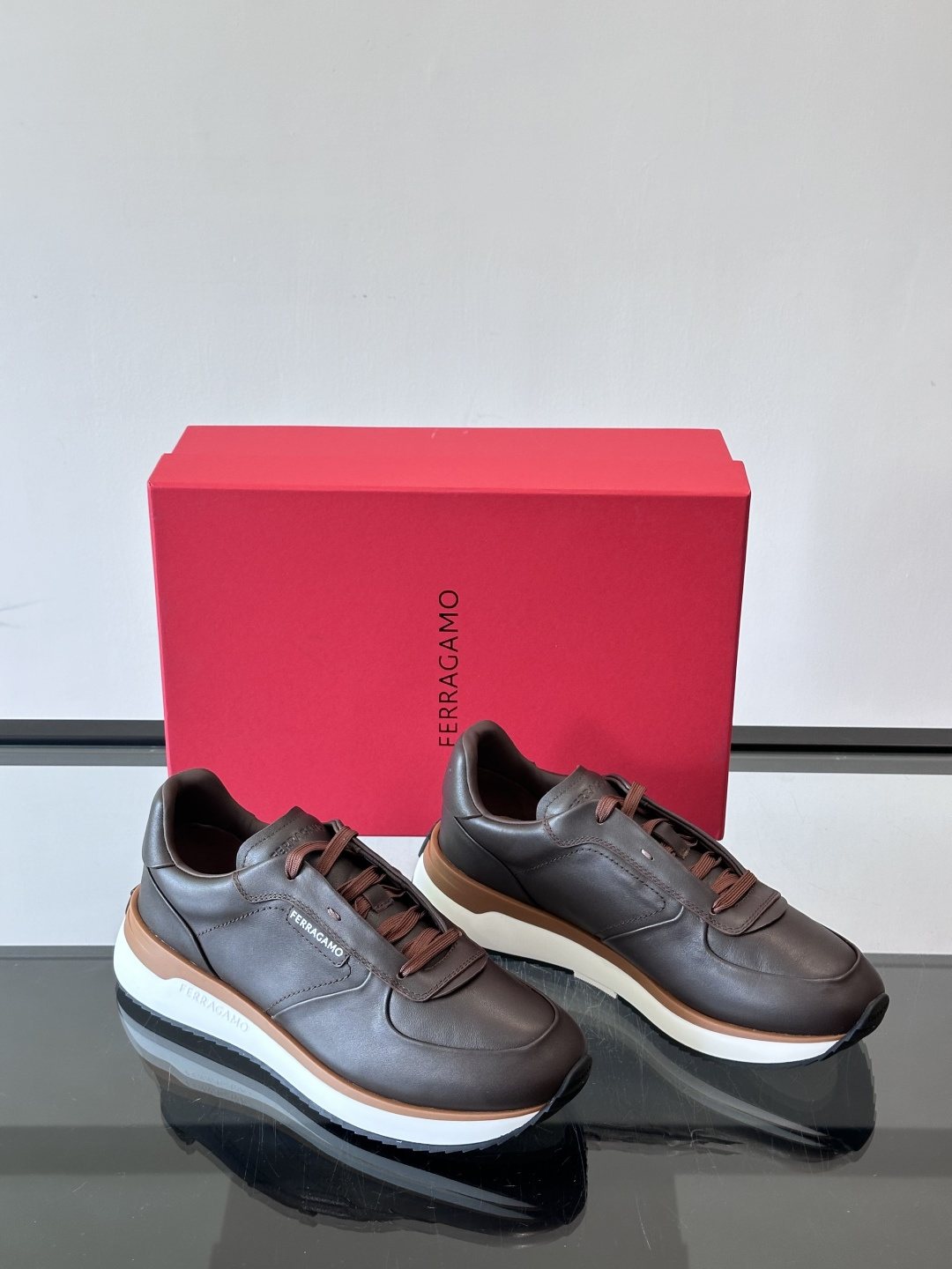 Ferragamo Low-Top Lace-Up Sneakers — front