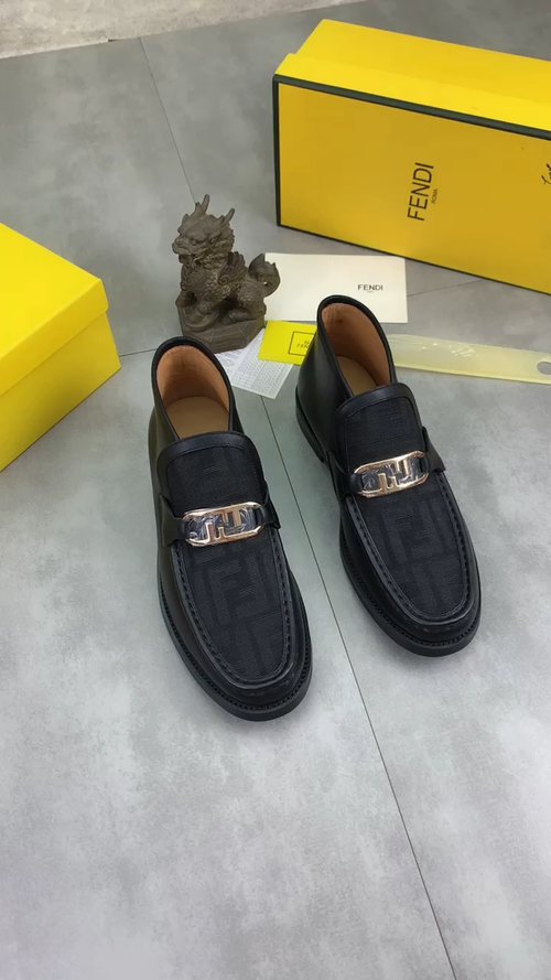 Fendi Black and Brown Monogram Buckle Ankle Boots — front