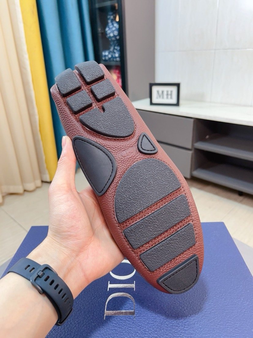Dior Pebbled Buckle Loafers — back