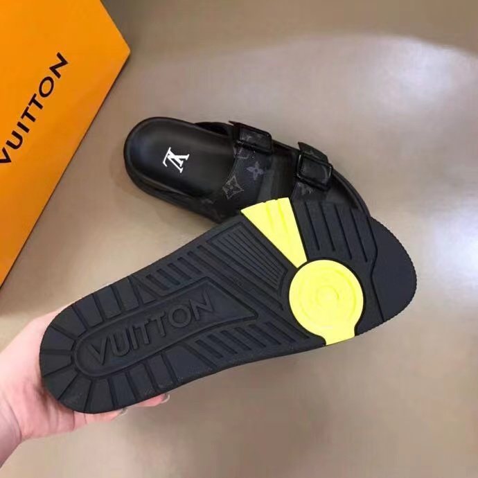 Louis Vuitton Monogram Buckle Slide Sandals — back