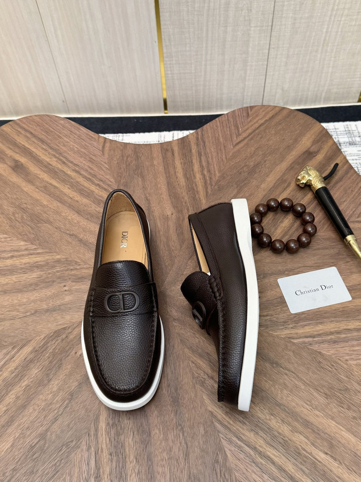 Dior Contrast-Sole Slip-On Loafers — side