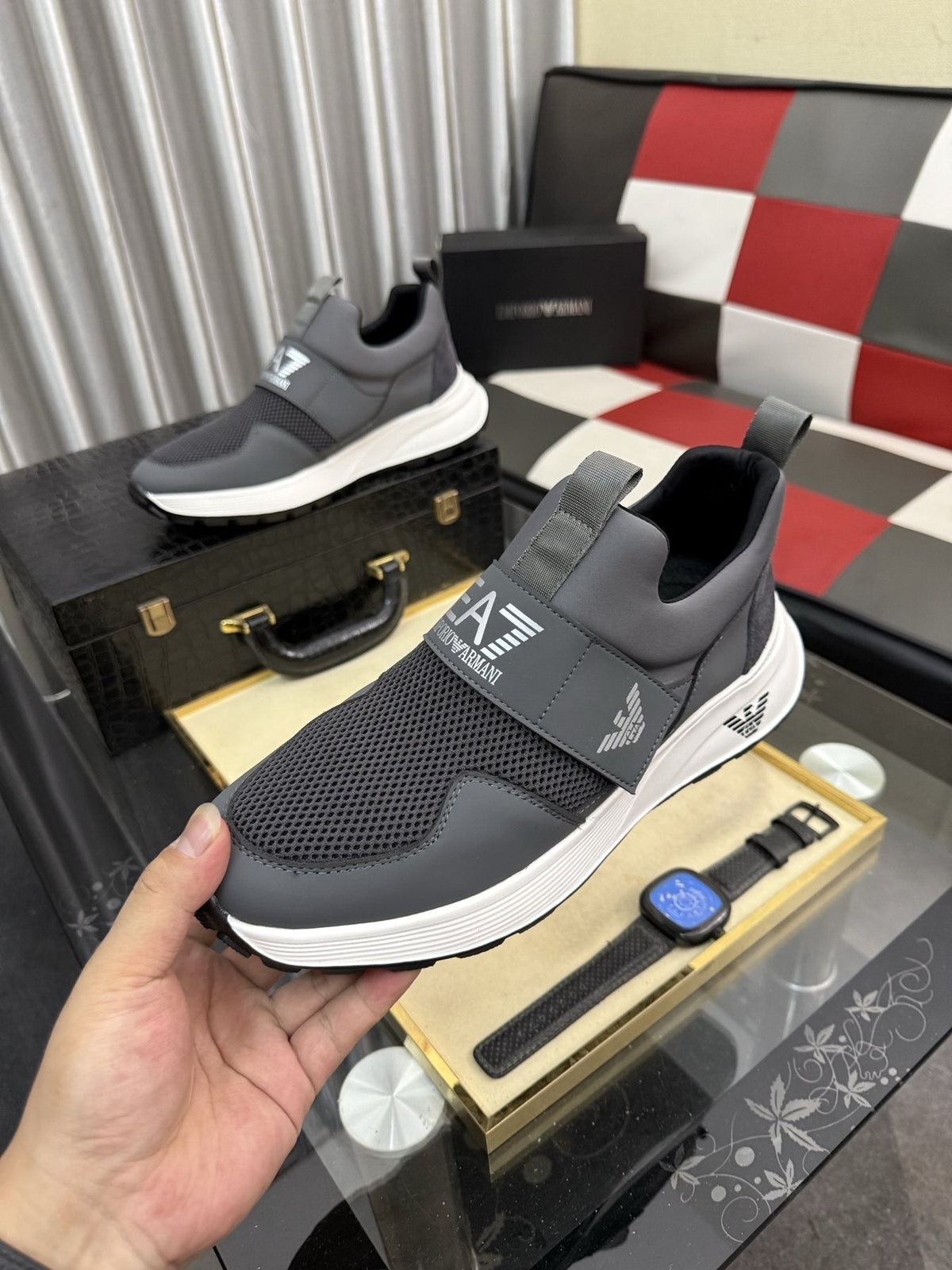 Armani EA7 Mesh Slip-On Sneakers — front