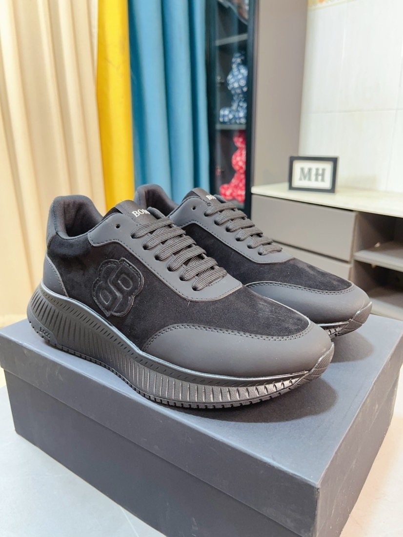 BOSS Olive Green Low-Top Sneakers — front