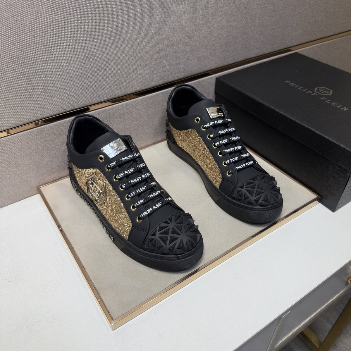 Philipp Plein Textured Logo High-Top Sneakers — front