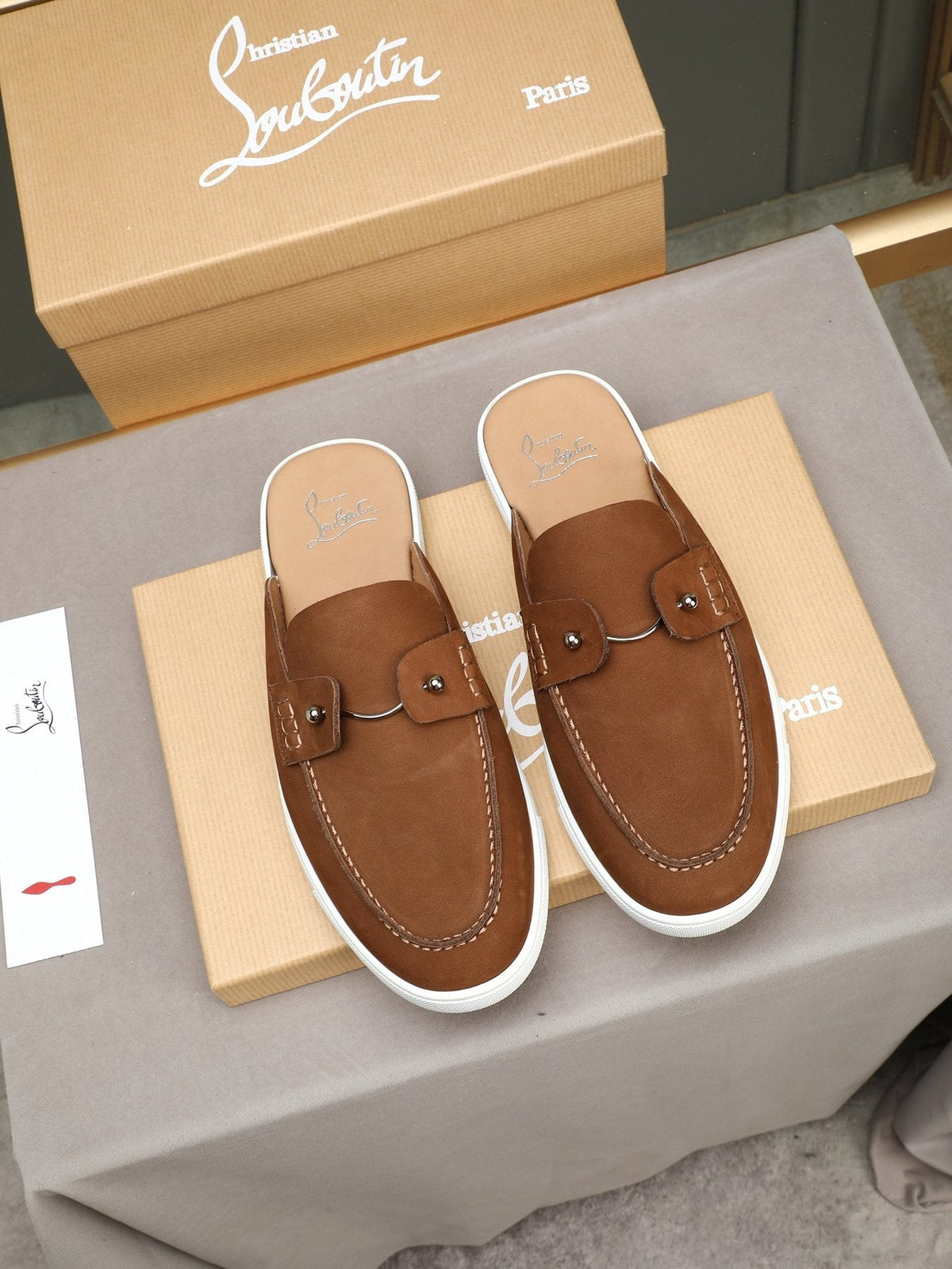 Christian Louboutin Buckle-Strap Slip-On Mules — front