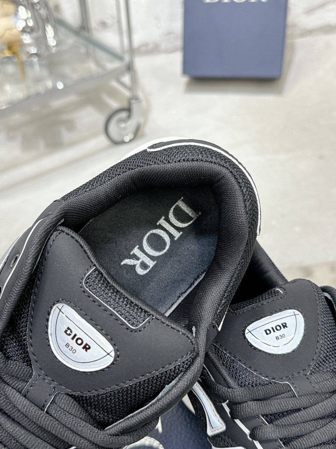 Dior Black, Gray and White Low-Top Sneakers — side
