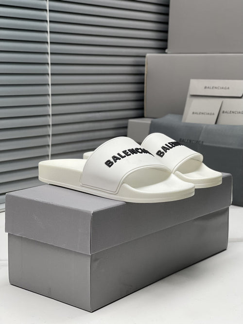 Balenciaga Logo Strap Slide Sandals — front