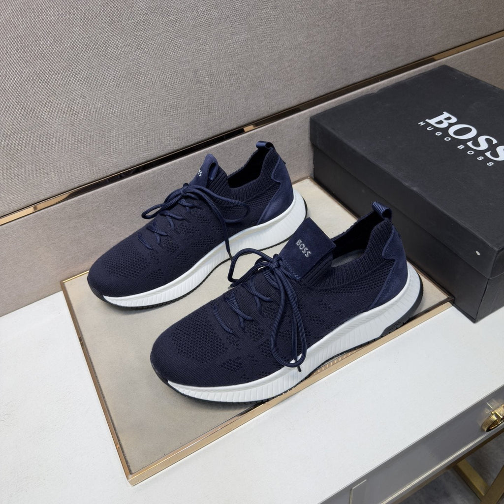 HUGO BOSS Men's Knit Lace-Up Sneakers — front