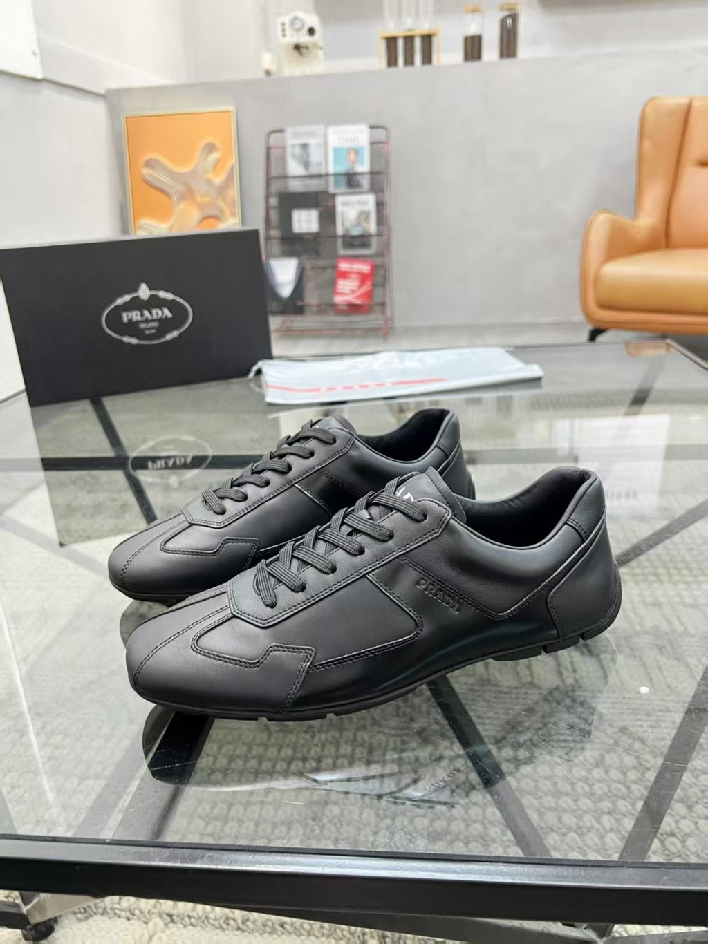 Prada Panel Lace-Up Sneakers — side