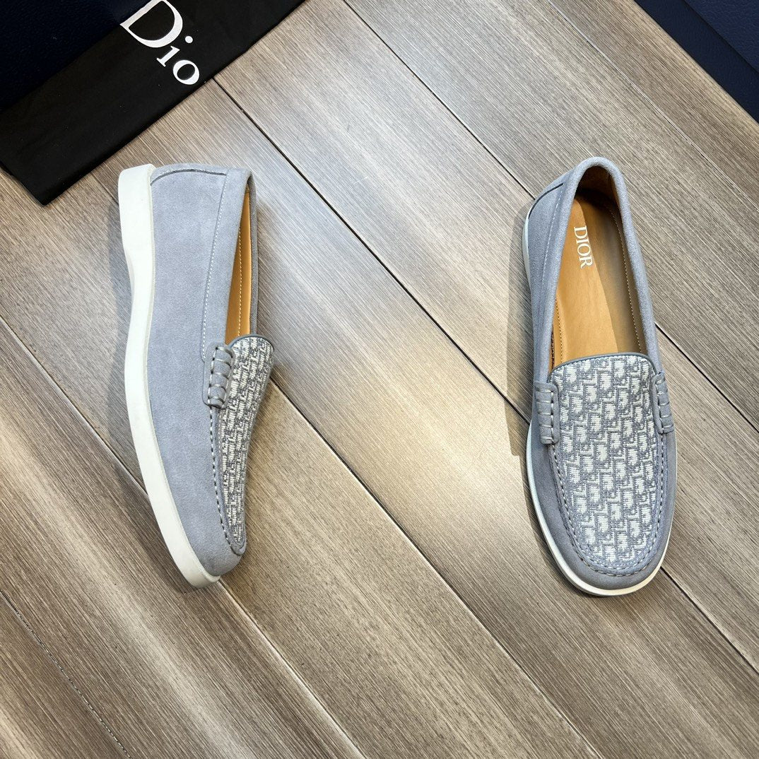 Dior Patterned Vamp Slip-On Shoes — side